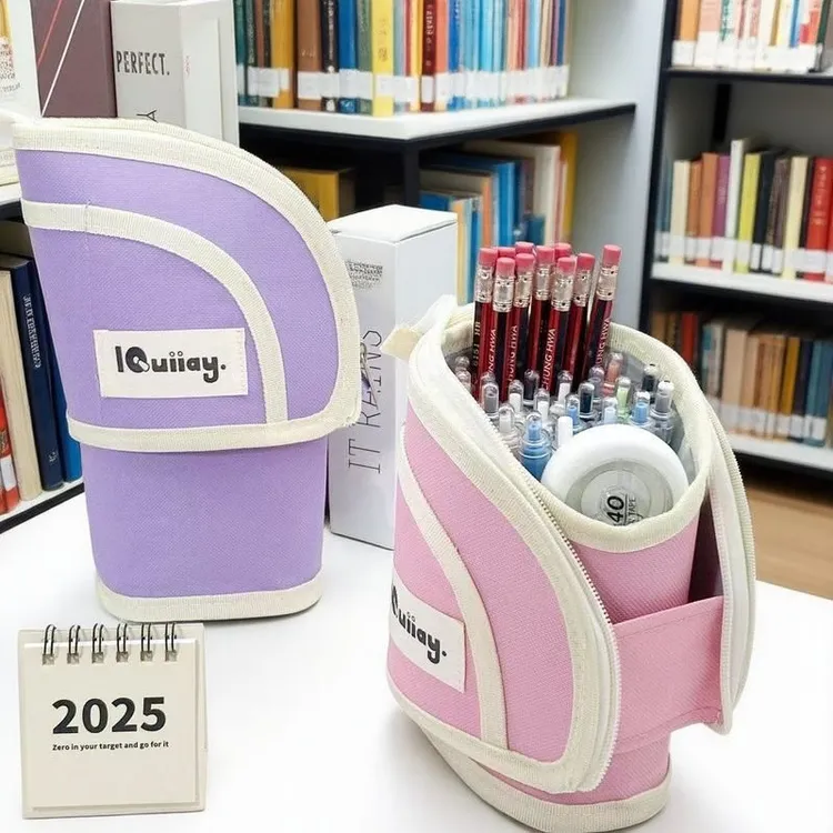 竖版立式笔袋文具盒伸缩文具画室可伸缩笔筒高中学生大容量可两用