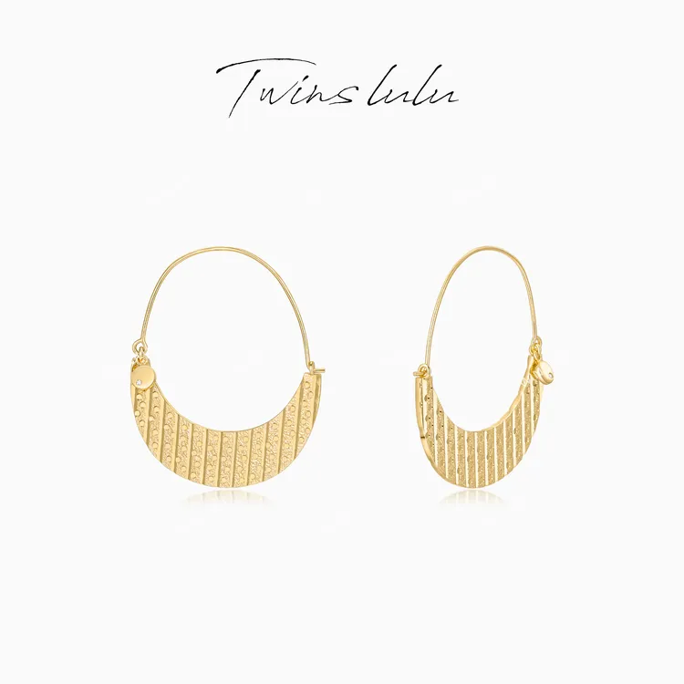 TWINS LULU【胧月】圣诞节高级简约轻奢风条纹耳环TSL3255