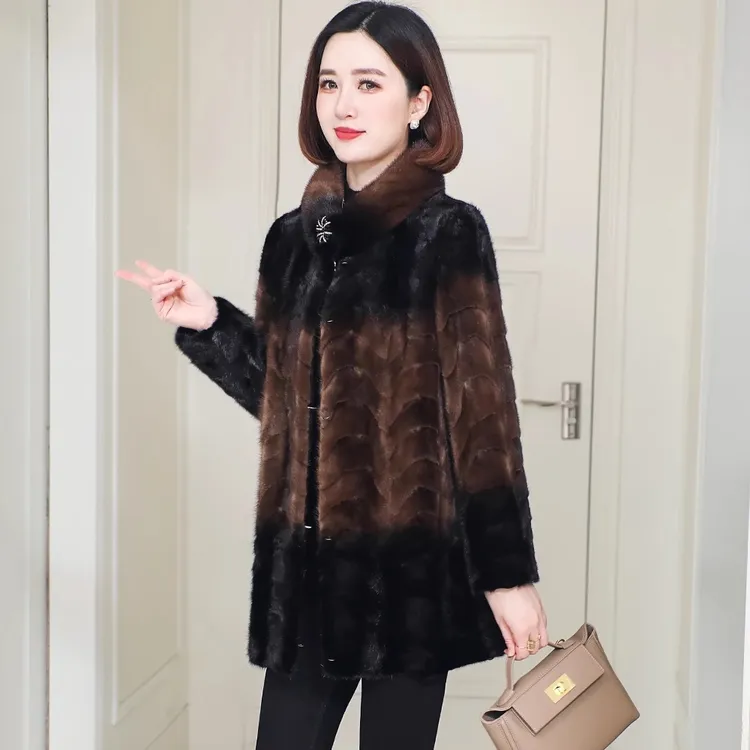 正品貂皮大衣女冬季爆款2025新款海宁裘皮水貂毛皮草外套中长款