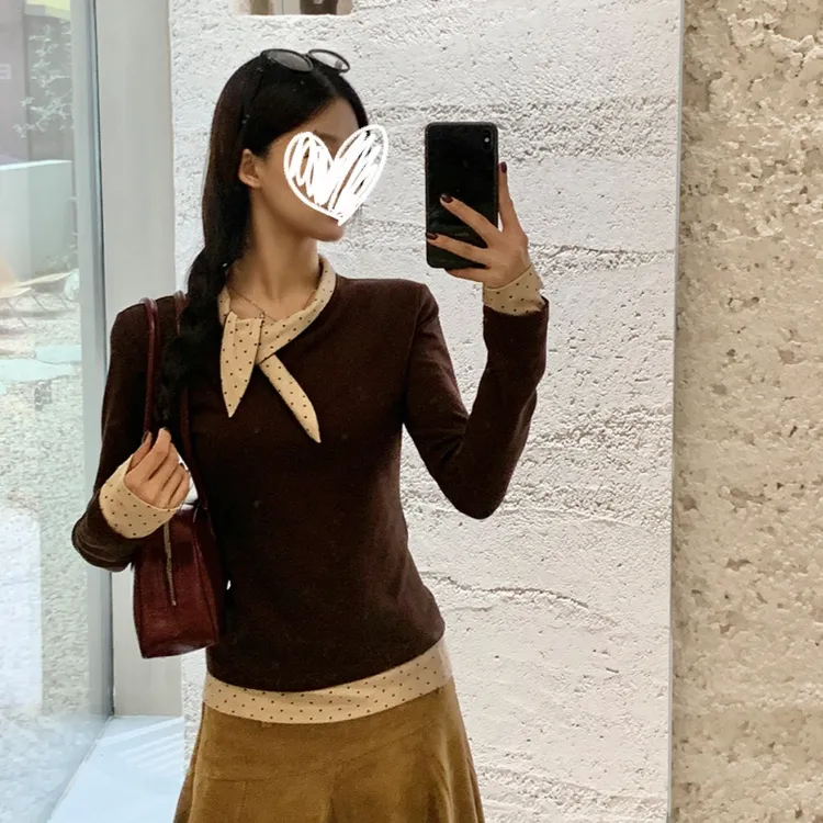 2025秋冬新款加绒设计感长袖T恤修身显瘦气质小众百搭纯欲女上衣