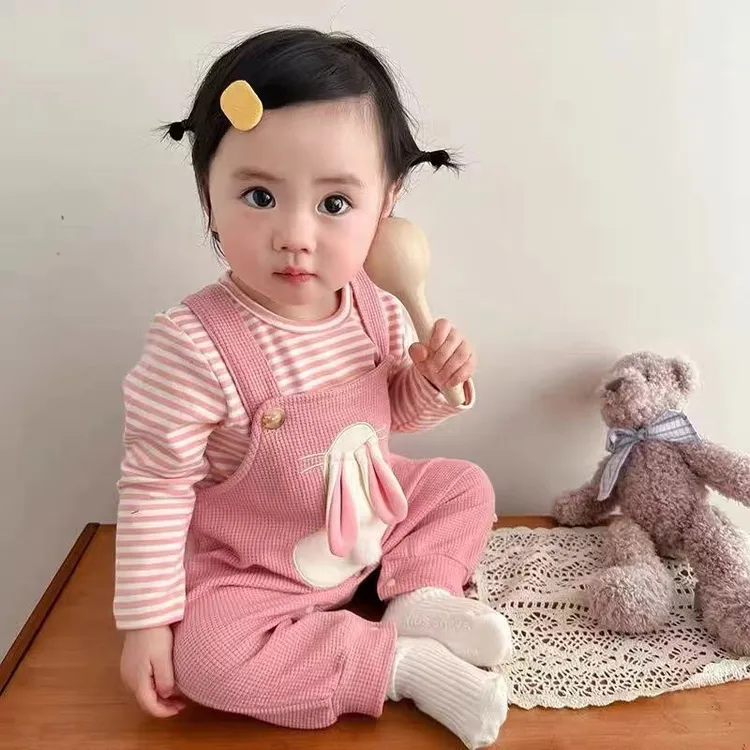 婴儿衣服春秋款女宝宝背带裤公主超萌可爱两件套套装儿童外出服