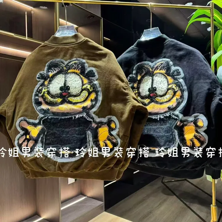 加菲猫棒球领加厚保暖大棉服秋冬潮流宽松男外套