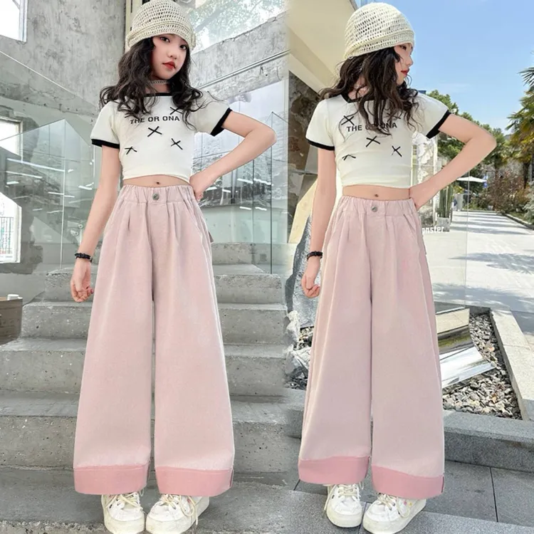 女童夏季阔腿裤2025新款儿童6-12岁15洋气女孩薄款直筒休闲阔腿裤