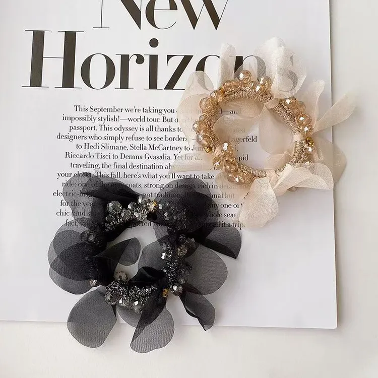 东大门新款水晶发圈女气质马尾头绳丸子头皮筋扎头发发饰