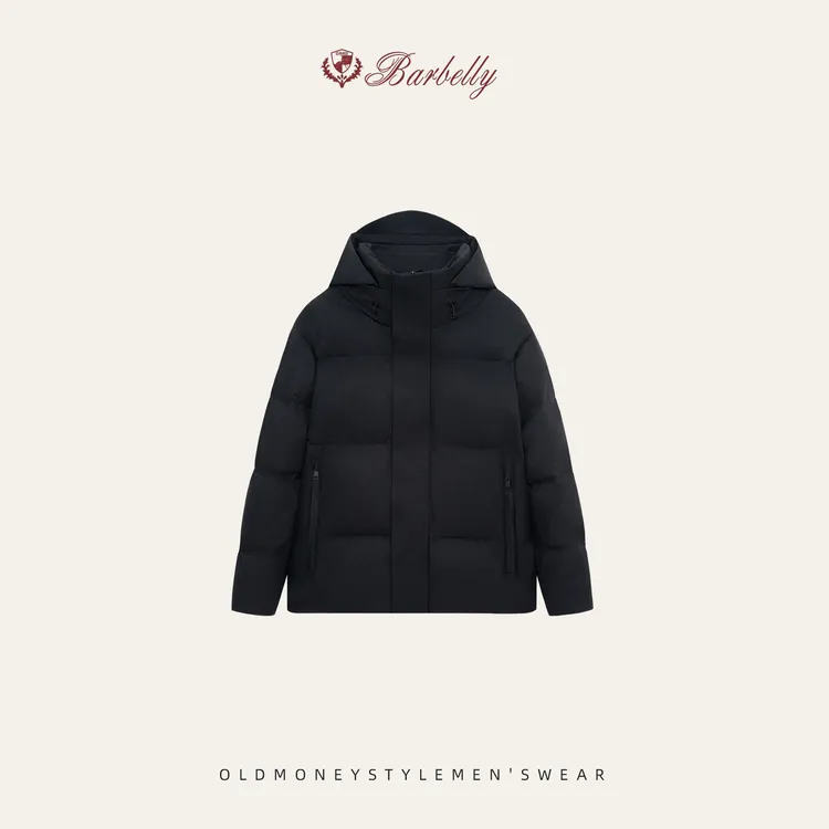 Barbelly娜先生「杰尼家」长款都市系列防风90白鹅绒羽绒服SN80550