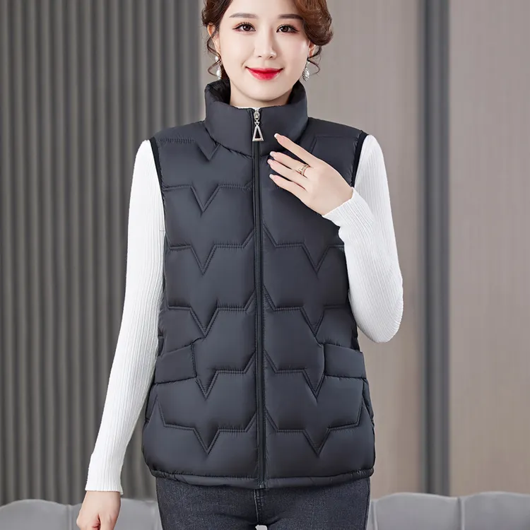 时尚优雅修身立领女士新款棉马甲9801