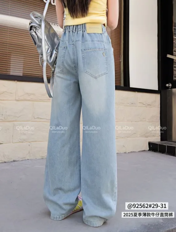 夏季薄料时尚显瘦百搭宽松潮流直筒牛仔裤