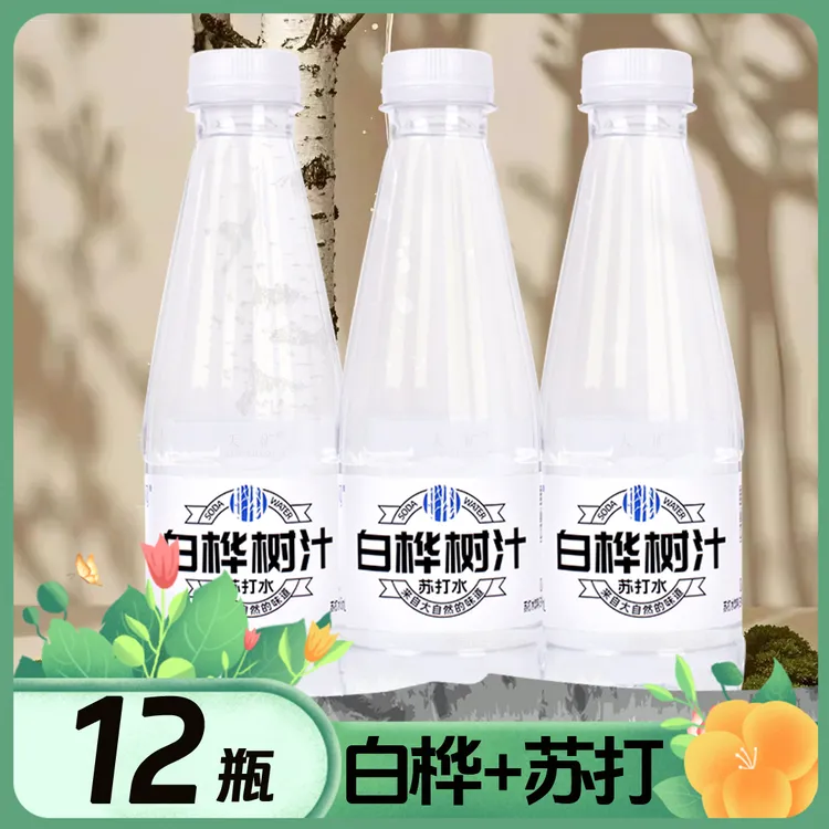 【畅销12瓶】白桦树汁苏打水0糖白桦树饮料网红饮品300m/瓶整箱发货