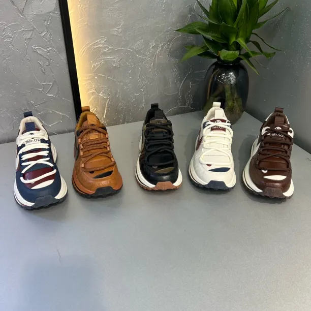 1261秋季新款皮面拼接低帮舒适透气百搭休闲男款潮鞋运动鞋阿甘鞋