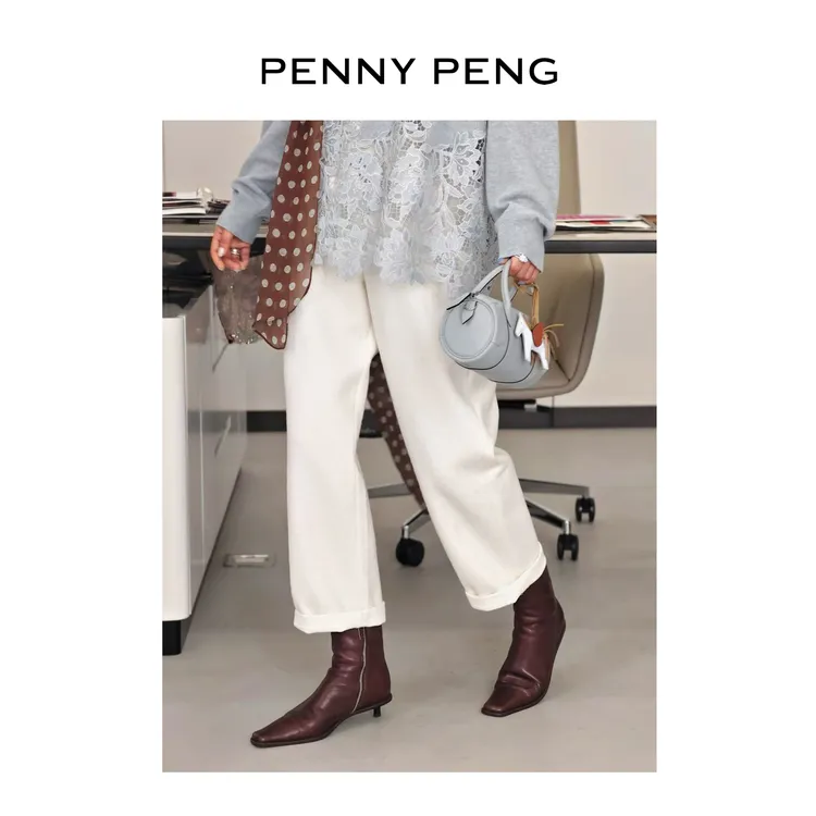 PENNYPENG自由区间早秋穿搭百搭松弛感慵懒风松紧腰经典羊毛裤
