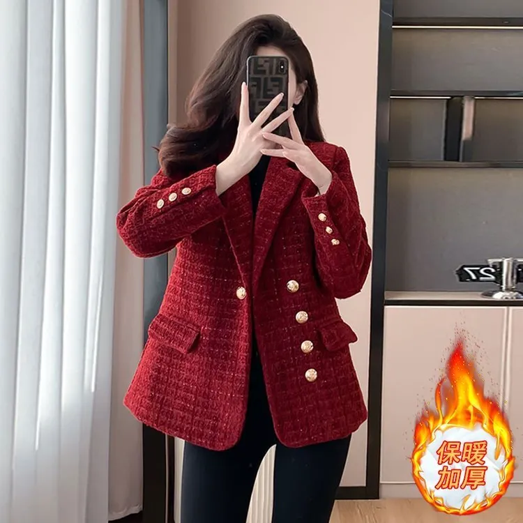 小香风西装女外套2025时尚新款设计感显瘦轻奢减龄加厚秋冬款外套