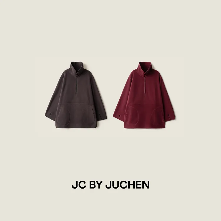 秋冬保暖系统的核心中层 细腻抓绒立领套头廓形大卫衣FW095259