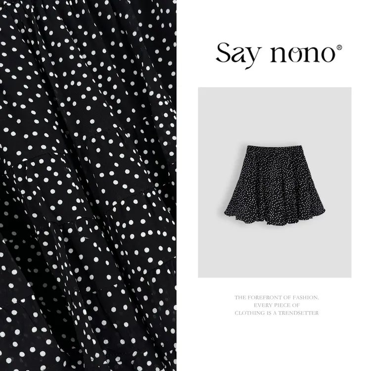 懒猫nono│Saynono夏季新款高腰显瘦轻薄百搭波点百褶短裙H1531X