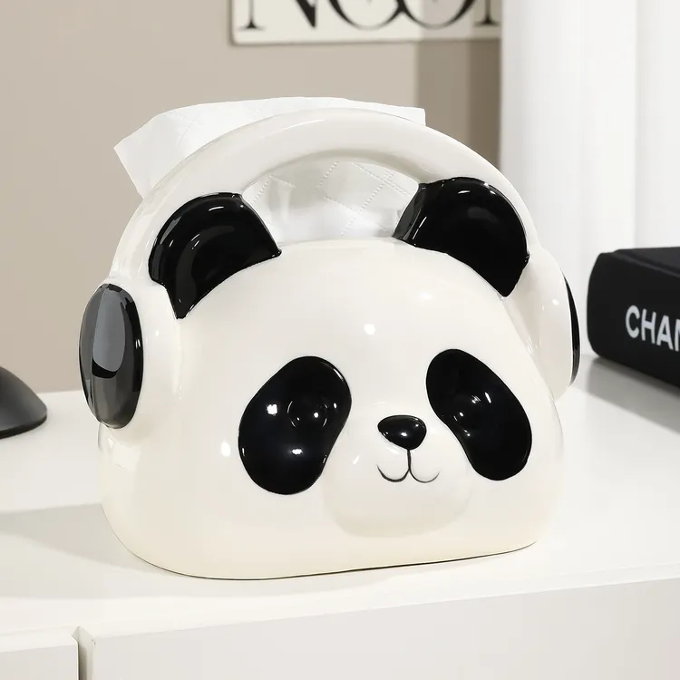 纸巾盒客厅高档轻奢创意陶瓷餐巾纸盒家用可爱玄关茶几摆件抽纸盒