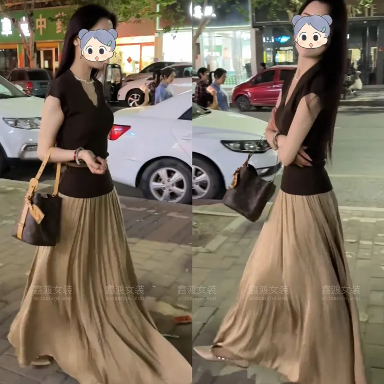 2025春夏新款时尚显瘦气质女士网红洋气两件套百搭款D5036