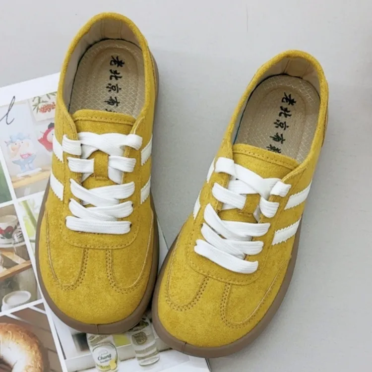 新款时尚阿甘鞋女鞋秋季单鞋平底板鞋运动休闲鞋系带韩版徳训鞋女