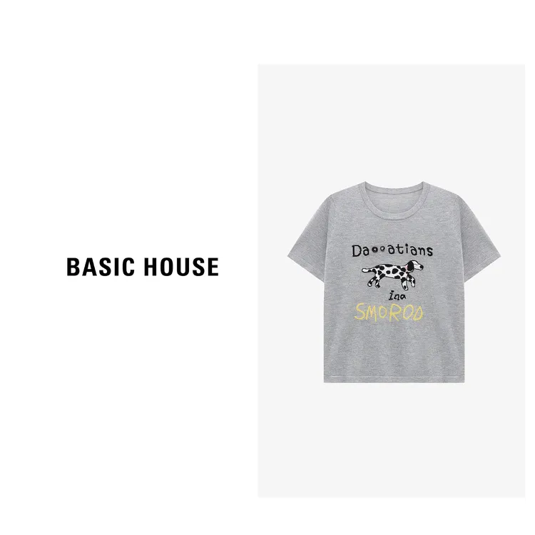 Basic House/百家好夏季可爱斑点狗显瘦百搭针织衫-B0625B59982