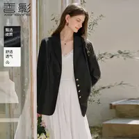 【直播专享】F95A490皮衣 香影黑色皮衣西装外套女秋季新款宽松高