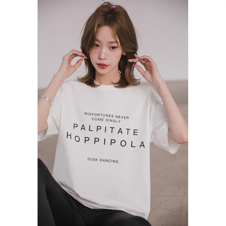 【季末折扣】小谷粒T恤 字母印花短袖t恤2025夏季新圆领上衣