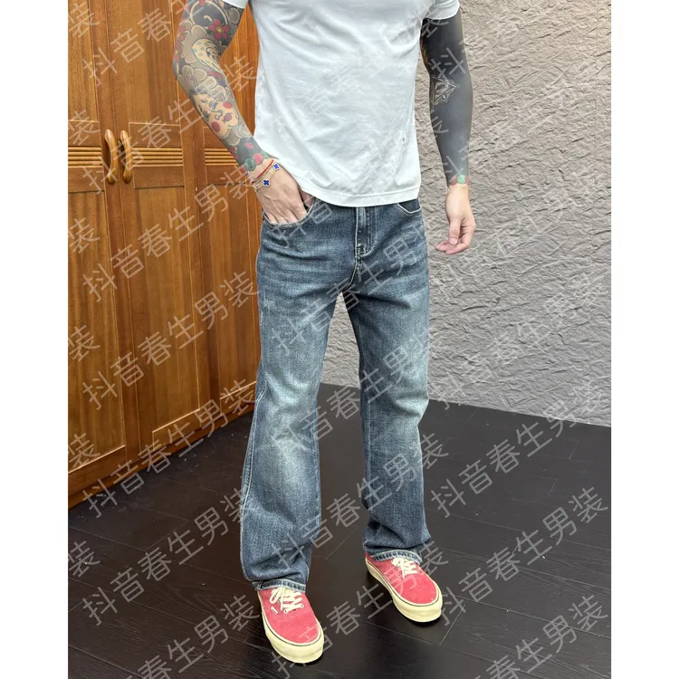 2025秋冬新款时尚休闲百搭净版直筒宽松男士牛仔裤1615