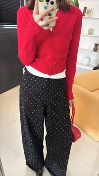 【丽姐女装】星点裤｜别具一格 时尚直筒裤牛仔裤（轻微浮色）K0360