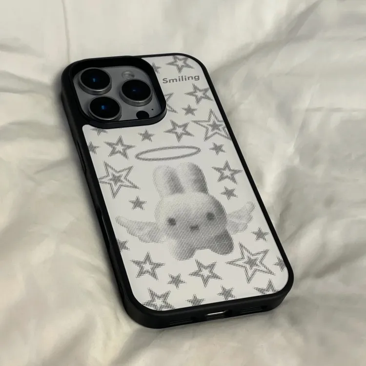 适用古早味星星兔子iphone17promax黑框手机壳苹果16/15/14/1312