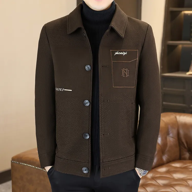 翻领男士修身翻领夹克修身型夹克秋冬休闲外套