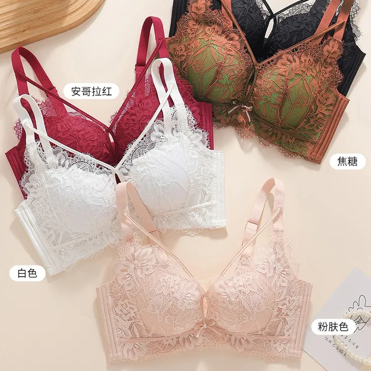 9903#小胸聚拢加厚4厘米无钢圈收副乳上托防下垂女士文胸