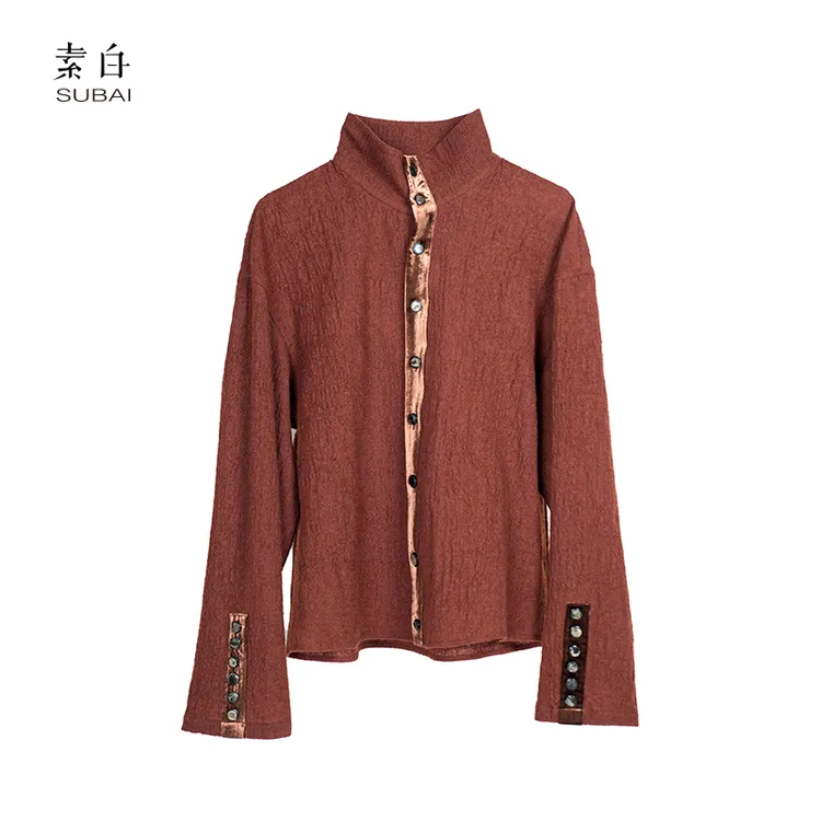 素白【芳华】设计师款羊毛衬衫外套SB2410CP00495