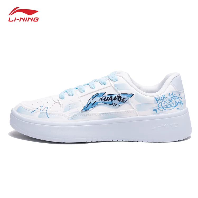 李宁定制板鞋女鞋 美式涂鸦 月临 2025秋季手绘新款个性女小白鞋