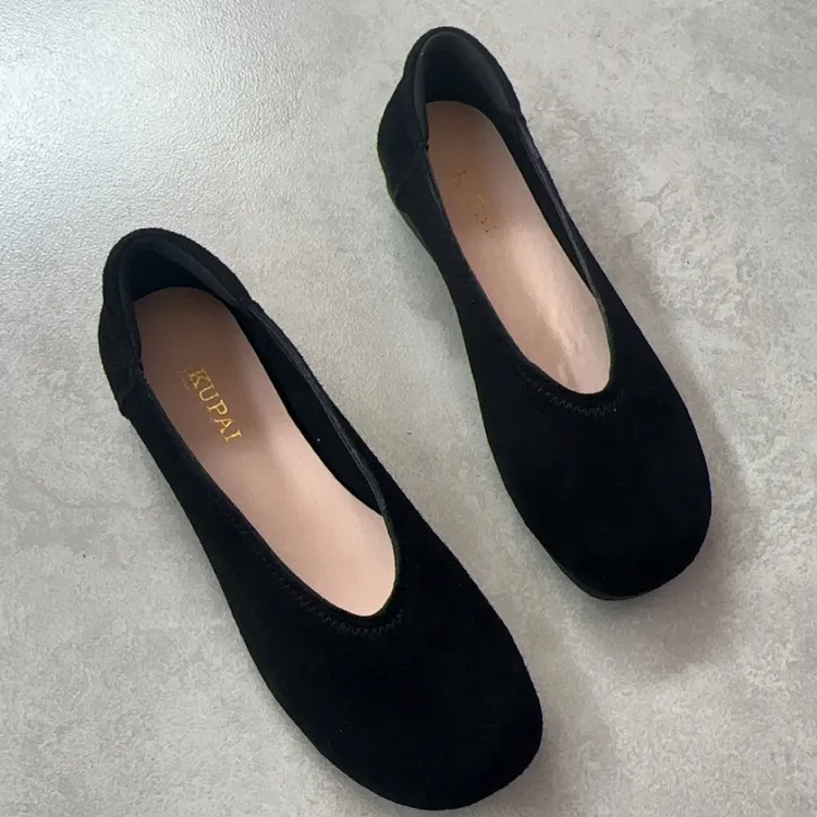 酷牌平底牛反绒奶奶鞋豆豆鞋6381