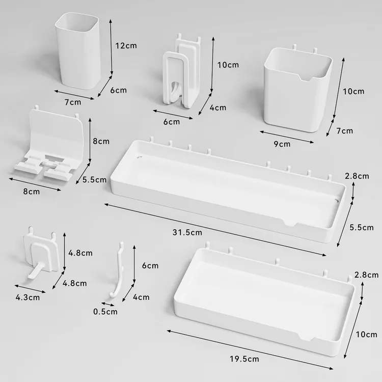 圆孔洞洞板配件孔距16mm挂钩挂件零件盒书房置物架墙上深小盛具