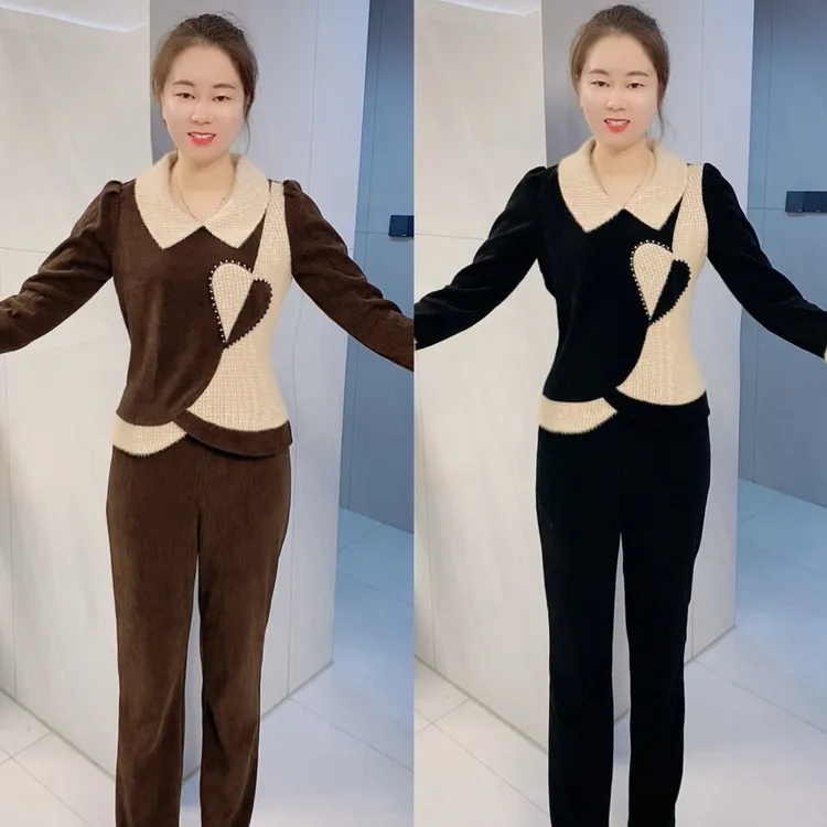 【十姐妹推荐】冬季新款优雅气质修身时尚休闲收腰显瘦保暖套装裤