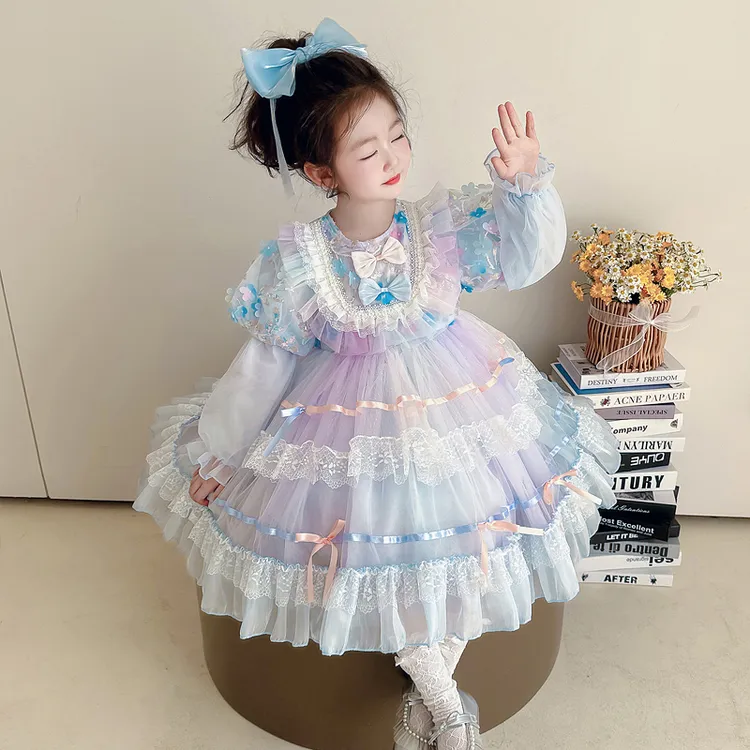 女童连衣裙春秋2025新款洋气儿童洛丽塔公主裙女孩生日蓬蓬裙子潮