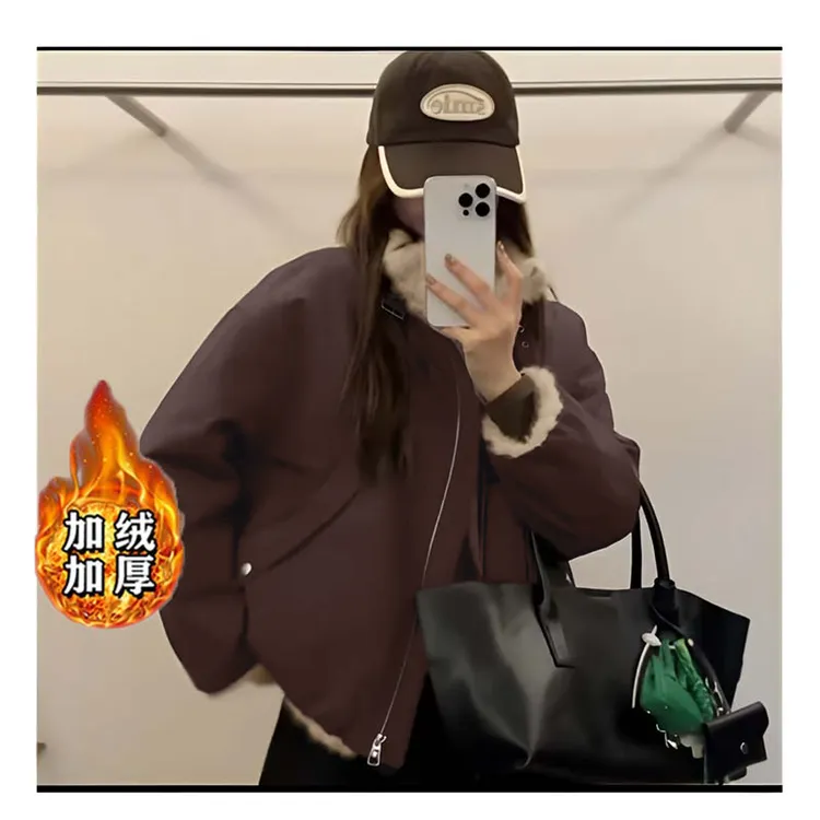 【爆款】【加绒加厚】2025秋冬宽松休闲派克服新款外套女D4491