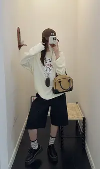 程程甄选 婧仪同款韩系卡通斑点狗长袖厚打底休闲T恤1013