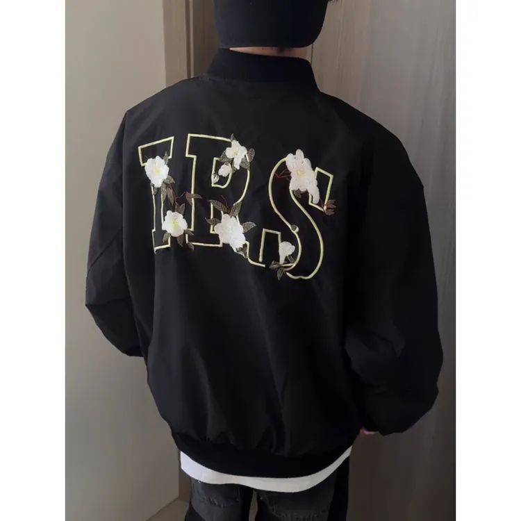 手绘绣花拉链棒球服男款美式高街设计感小众夹克学院风情侣外套潮