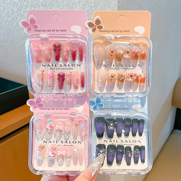 卡通儿童穿戴甲长款显白女童指甲贴2025新款小学生美甲贴无毒无味