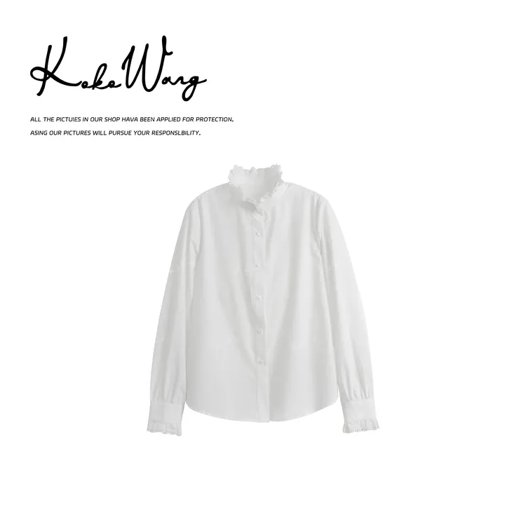 KOKO WANG【白玫】秋冬法式甜美复古风荷叶边时尚衬衫N0685J27CS45
