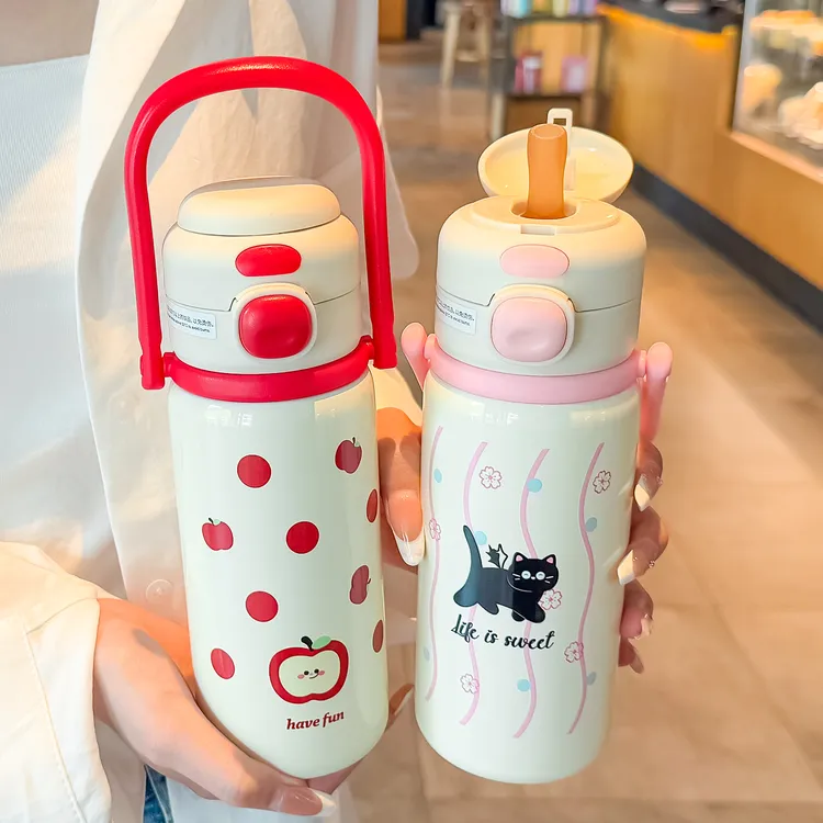 可爱儿童保温杯2025新款学生上学专用便携吸管水杯高颜值女孩杯子