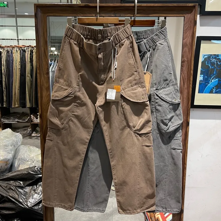 休闲裤美式复古水洗宽松大口袋工装裤男秋季休闲百搭直筒长裤男裤