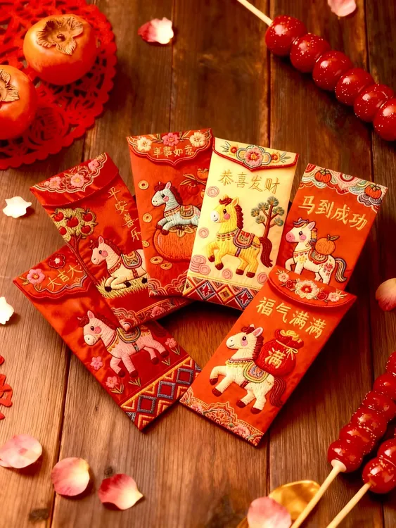 2026立体刺绣风格马年创意红包中式创意利是封卡通新年压岁春节