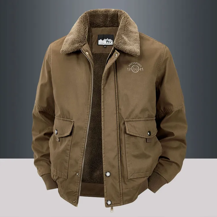 【启念】秋冬款男士夹克加绒加厚冬季男装休闲宽松中年爸爸装棉服