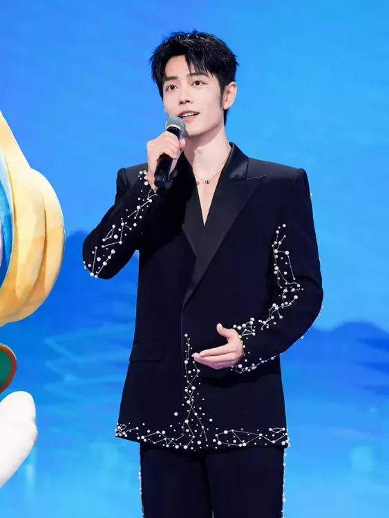 肖战同款高定秀款西装礼服轻奢长袖宽松气质手工星座西服外套男款