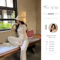 【夏日布蕾】<中秋国庆大狂欢>拼接网纱短袖上衣宽松高腰阔腿长裤