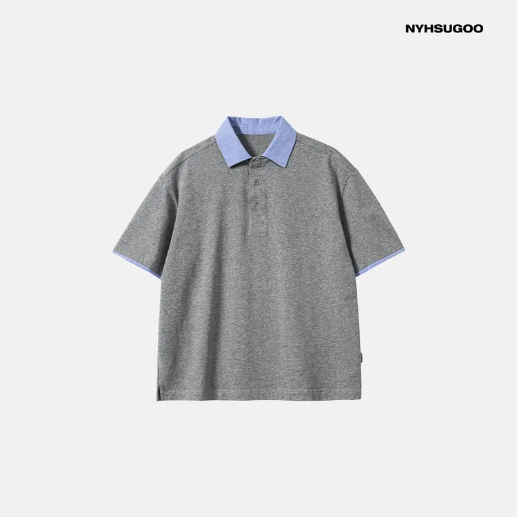 NYHSUGOO/南乙夏季新品男士设计款拼格子POLO衫上衣3641休闲短袖