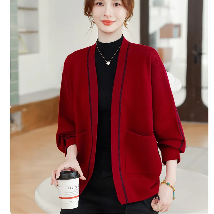 妈妈秋装2025纯色洋气外套中老年女50岁40针织开衫高贵上衣外套