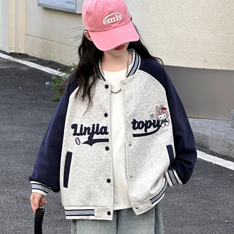 女童棒球服外套春秋款2025新款今年流行爆款儿童刺绣上衣女孩秋装
