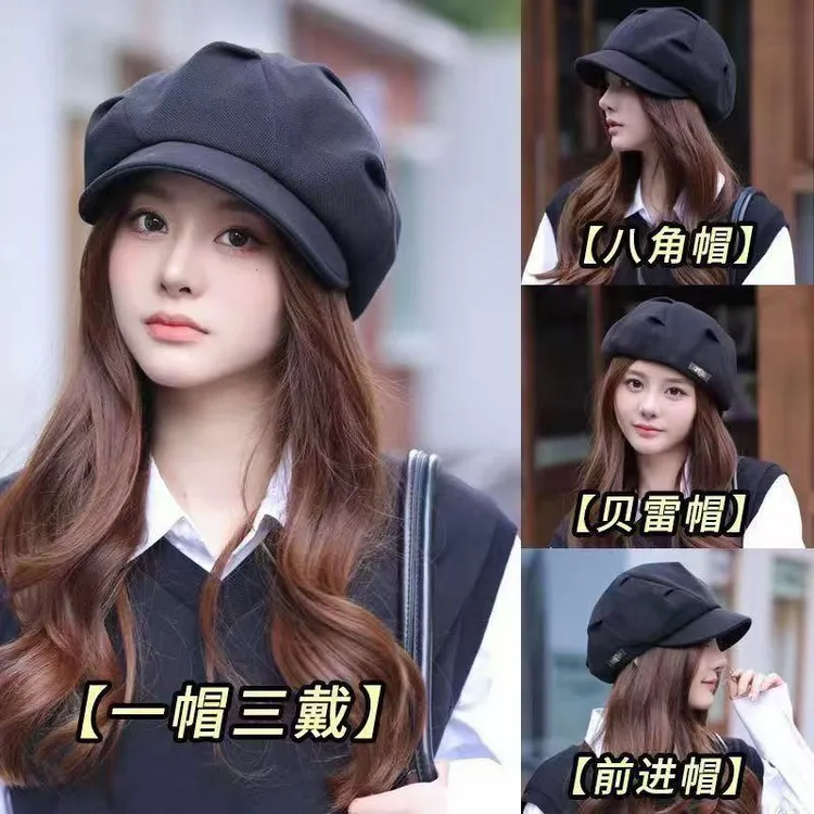 八角帽女秋冬季时尚网红百搭复古韩板画家日系休闲气质贝雷鸭舌帽