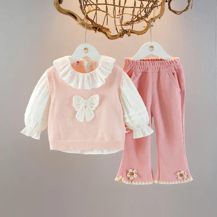 2025秋季新款类女童甜美三件套宝宝小童衣服秋装公主风衣服